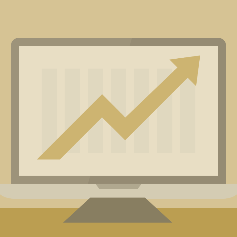 Operational Improvement: Icon showing a computer screen displaying an improving trend line