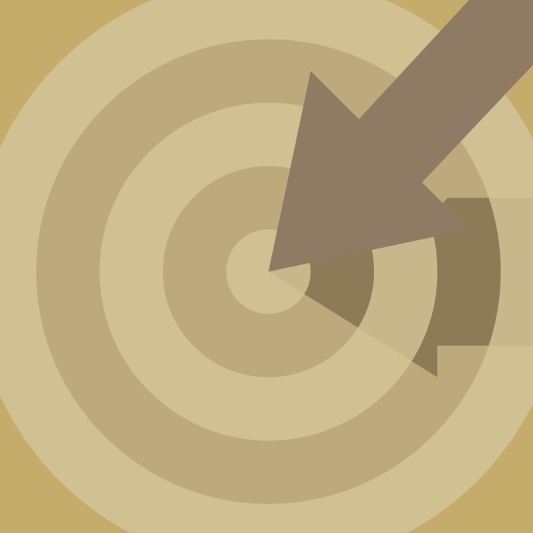 Strategic Business Planning: Icon showing an arrow pointing at the middle of a target