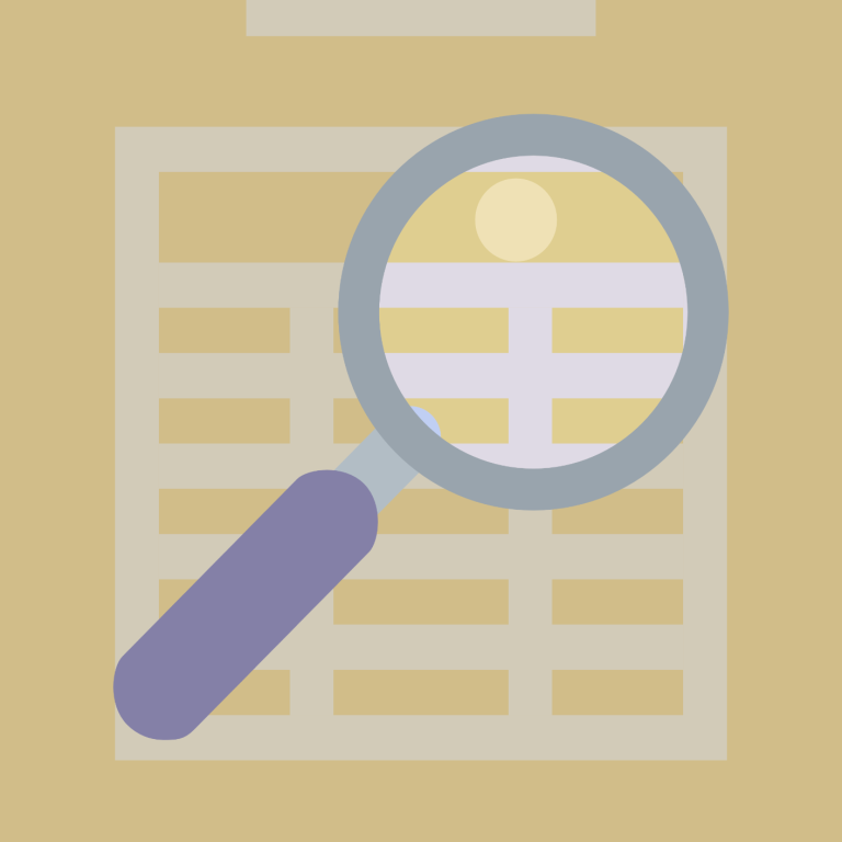 Business Analytics: Icon showing a magnifying glass over a chart